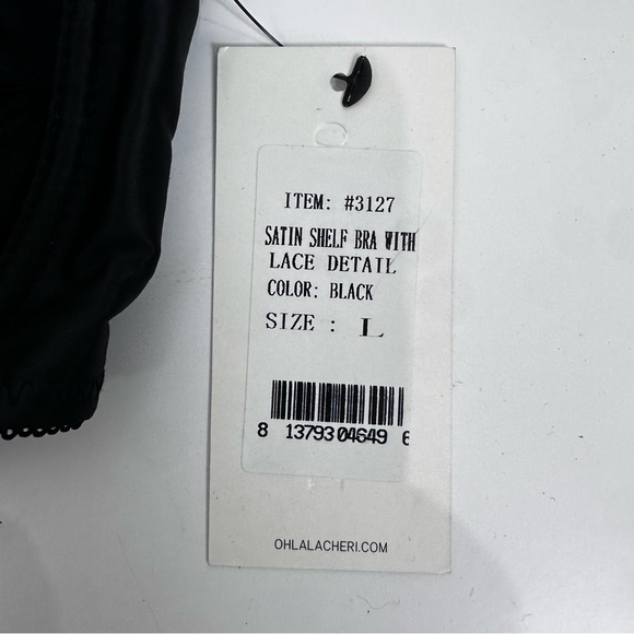 Oh La La Cherie Black Lace Satin Shelf Bra Large New - Picture 6 of 6